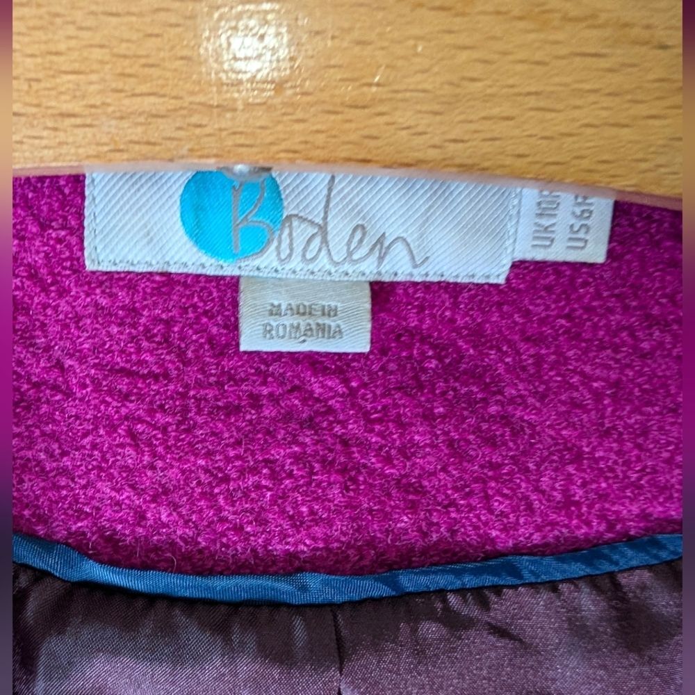 Boden Stanhope Coat Bright Pansy Magenta Pink Wool Blend Historical Women 6 Rare - Picture 4 of 6